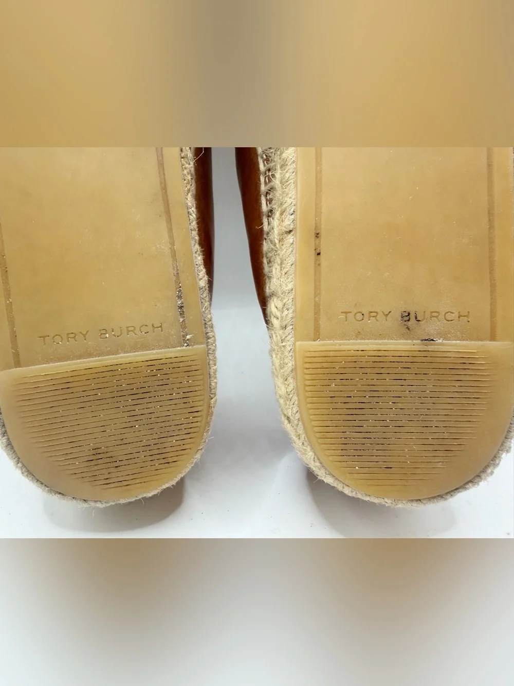 Tory Burch Brown Leather Espadrille Slip-Ons